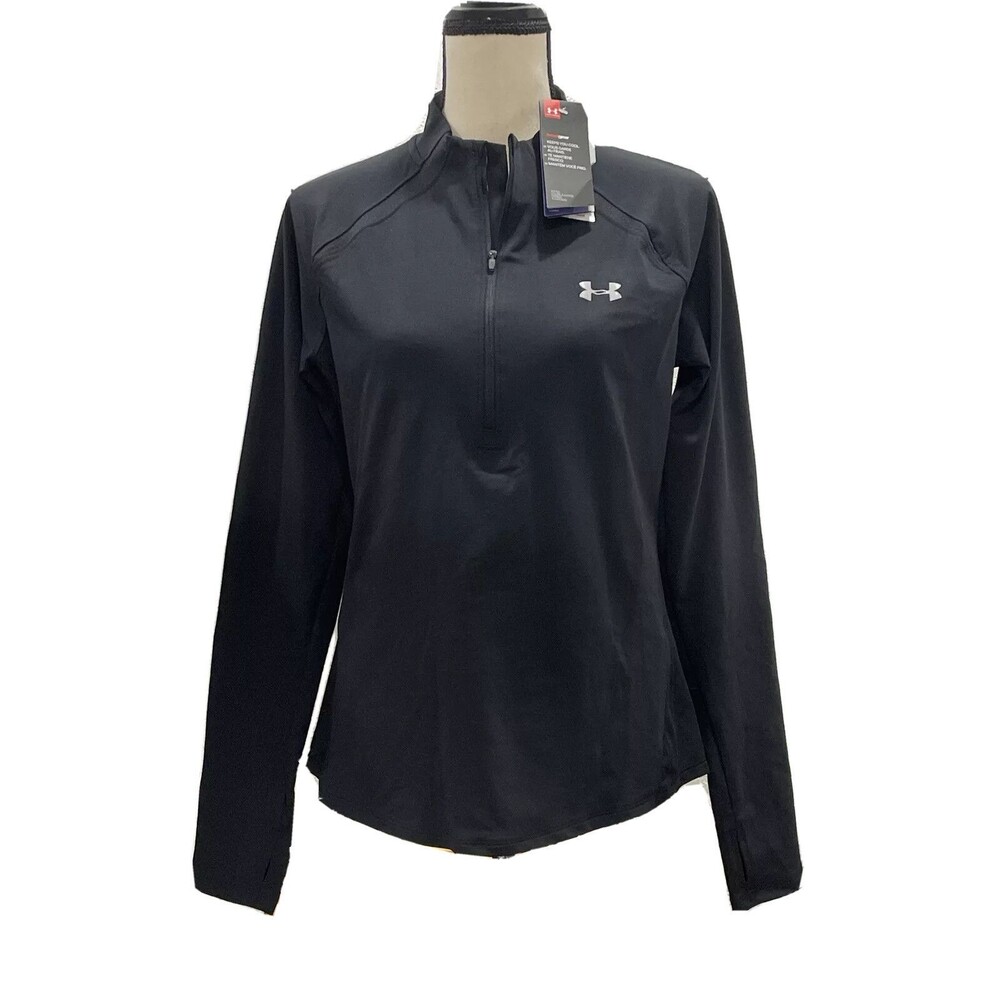 Under Armour Womens 1/2 Zip Pullover Top Long Sleeves Black Size Medium